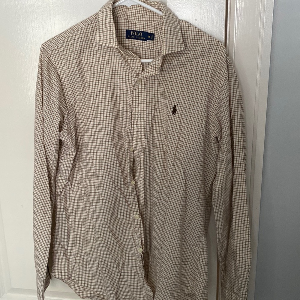 Ralph Lauren Tan/Brown Plaid Button Up